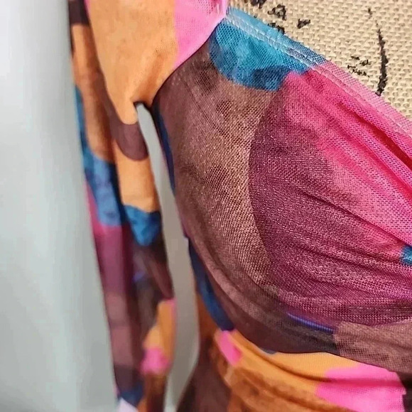 Shein Sheer colorful bodysuit. Nwt size small - Picture 6 of 6